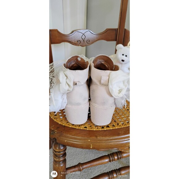 Custom Boho Boots Pale Pink Tattered Tea Stained Roses Shabby Chic OOAK Booties - Picture 6 of 16